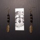 Boucles d'oreilles bronze perles noires Plumes Bohème Indien Chic"MC Ink" 