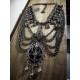 Collier maxi plastron noir goth pentagram skull 666 Baphomet 666