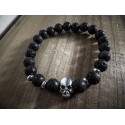Bracelet perles pierre de lave noires Skulls MC Ink 