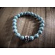 Bracelet perles pierre de lave turquoise Skulls MC Ink 