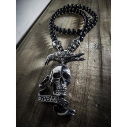 Collier perles noires homme mixte Crow Skull The Expendables