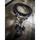 Collier perles noires homme mixte Skully Motorcycle