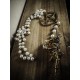 Chapelet rosaire perles ivoire doré 666 Spiky Tattoo Gun 666
