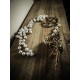 Chapelet rosaire perles ivoire doré 666 Spiky Tattoo Gun 666