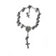 Bracelet rosaire argenté mixte acier 666 Crucifix 666