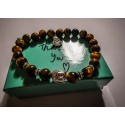 Bracelet perles pierre oeil de tigre marron Bouddha Tierracast MC Ink 