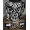 Collier plastron argenté Boho Chic Lune Croix