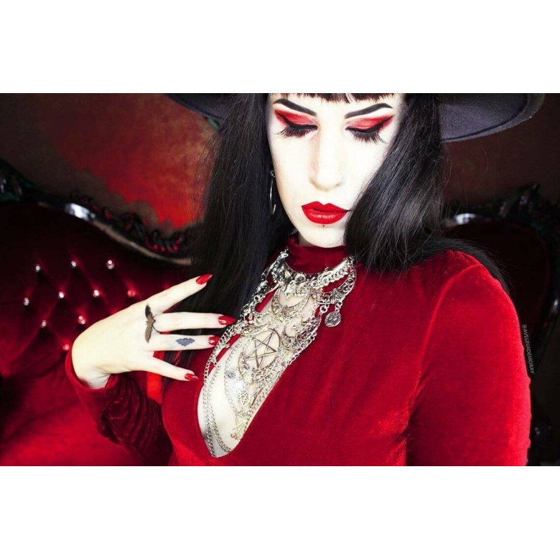 Collier plastron argenté 666 Sigil Lucifer 666